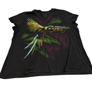 Just My Size Women's 4XL Black Artistic Bird‎ Graphic T-Shirt